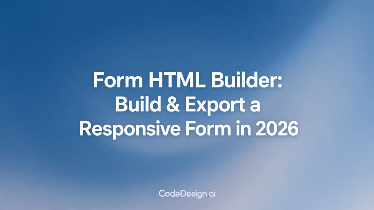 Form HTML Builder: Build & Export a Responsive Form in 2026